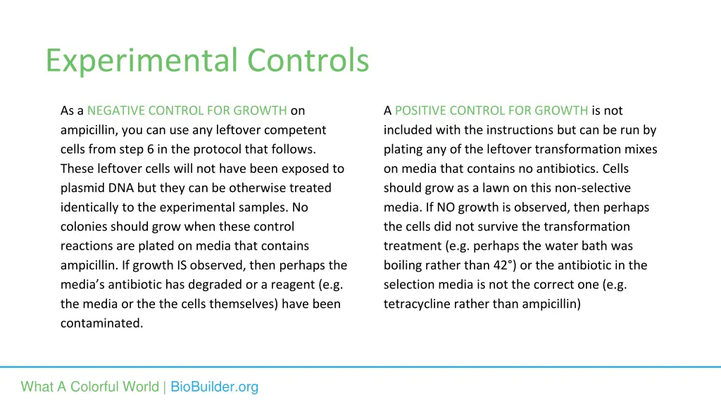 experimental controls 1