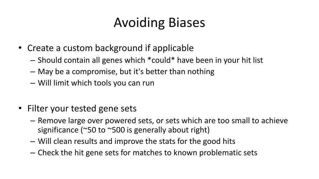 avoiding biases