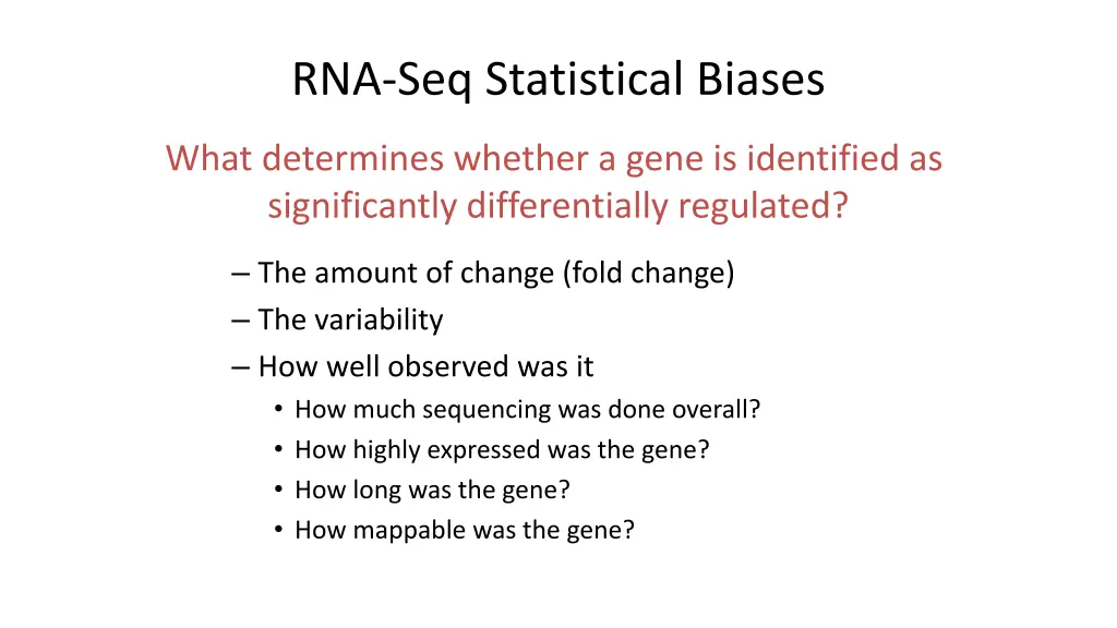 rna seq statistical biases