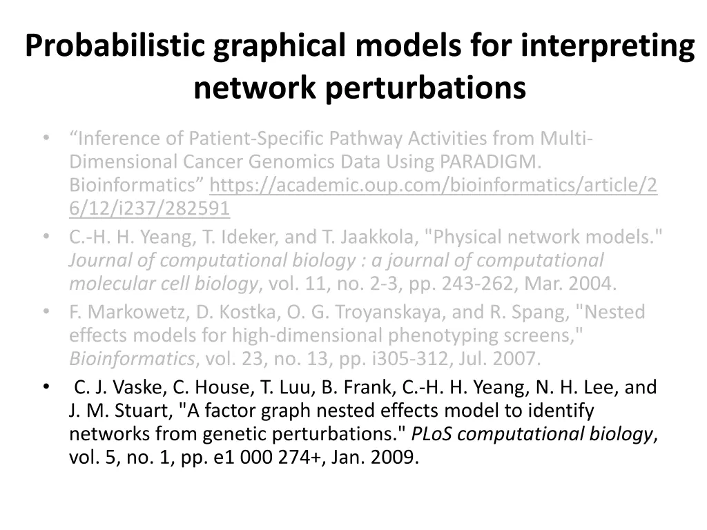 probabilistic graphical models for interpreting 1