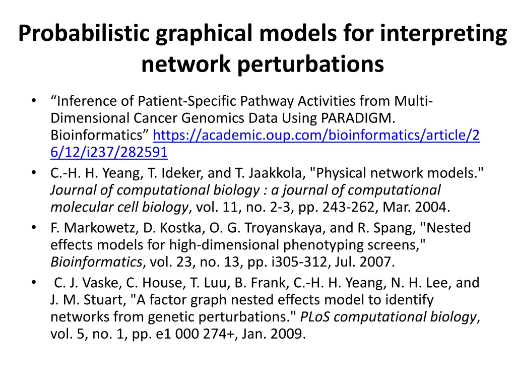 probabilistic graphical models for interpreting