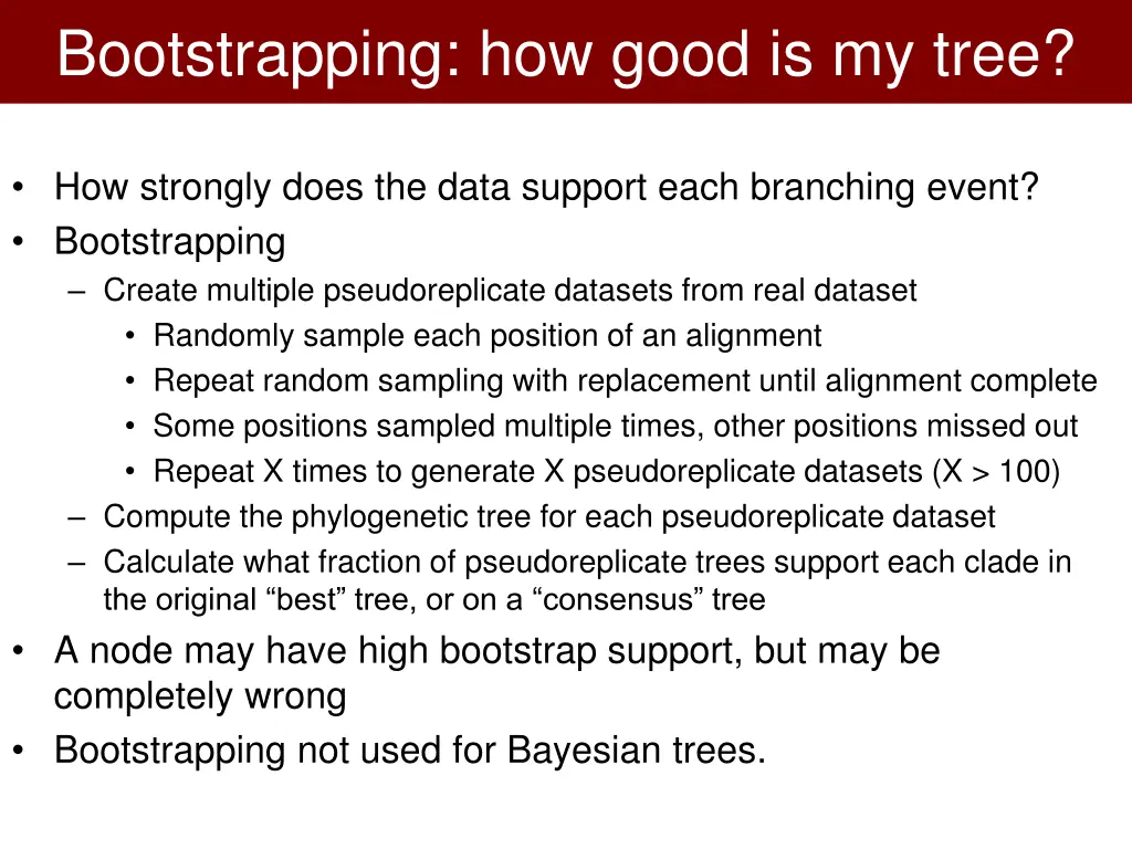 bootstrapping how good is my tree 2