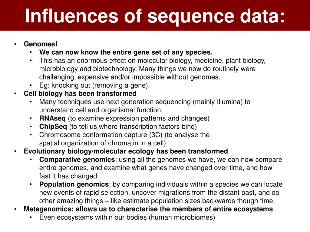 influences of sequence data