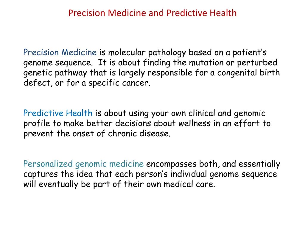 precision medicine and predictive health