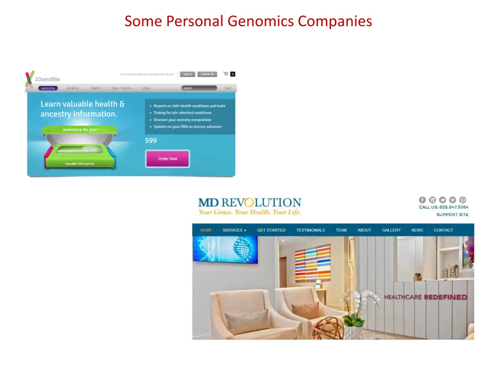 some personal genomics companies