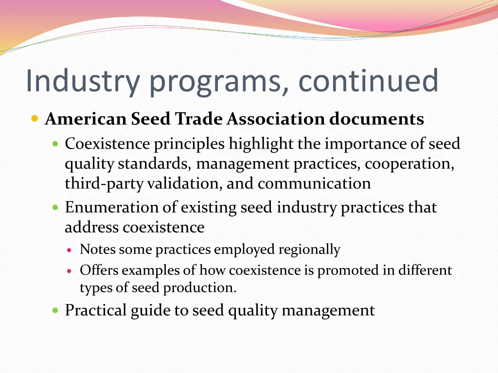 industry programs continued