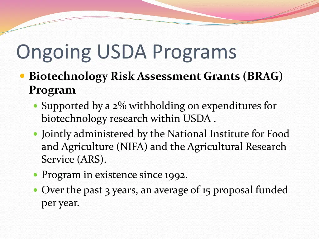 ongoing usda programs