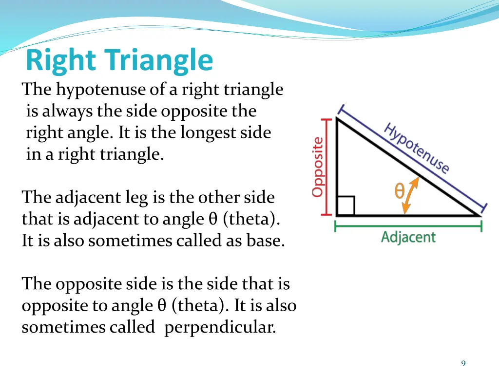 right triangle the hypotenuseof a right triangle