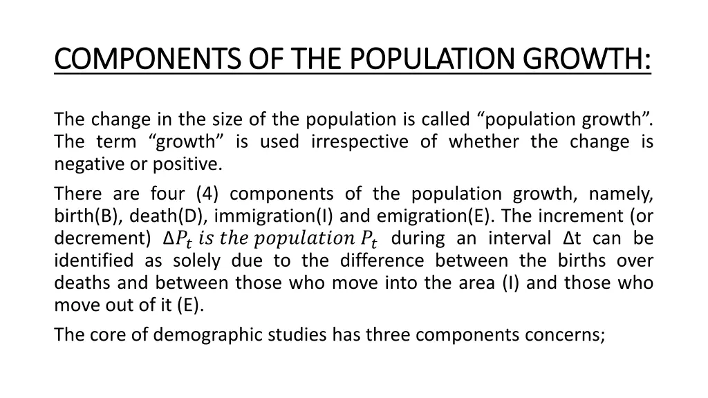 components of the population growth components