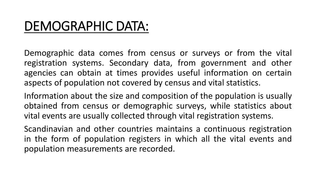 demographic data demographic data