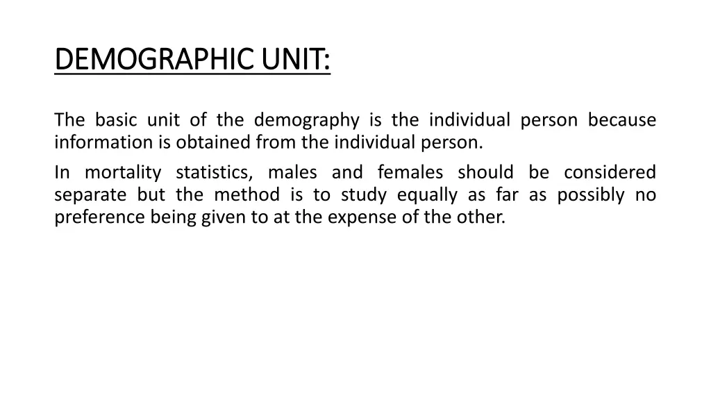 demographic unit demographic unit