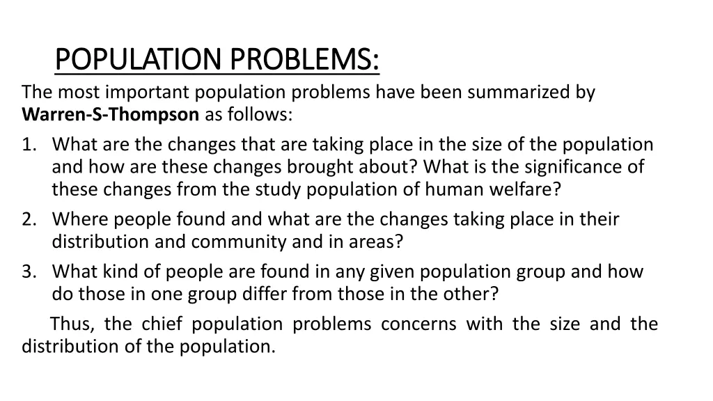 population problems population problems the most