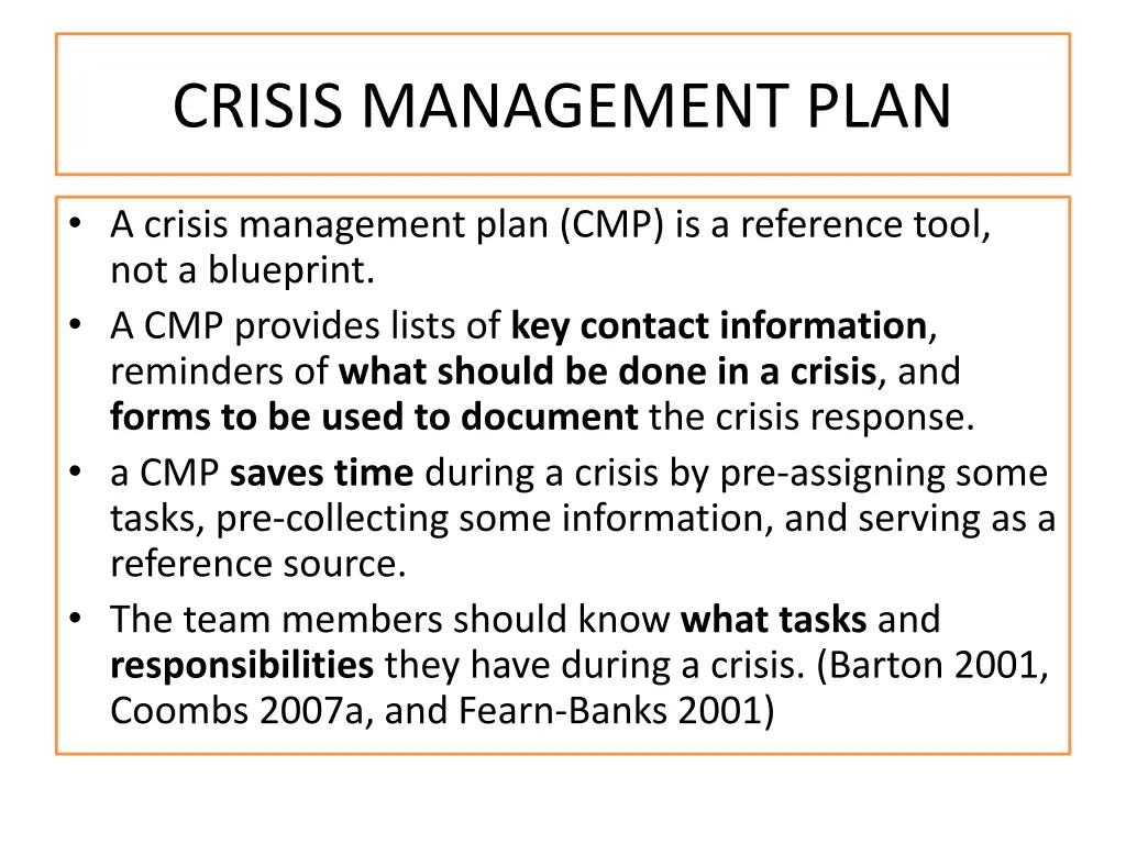 crisis management plan