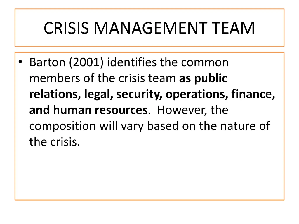 crisis management team