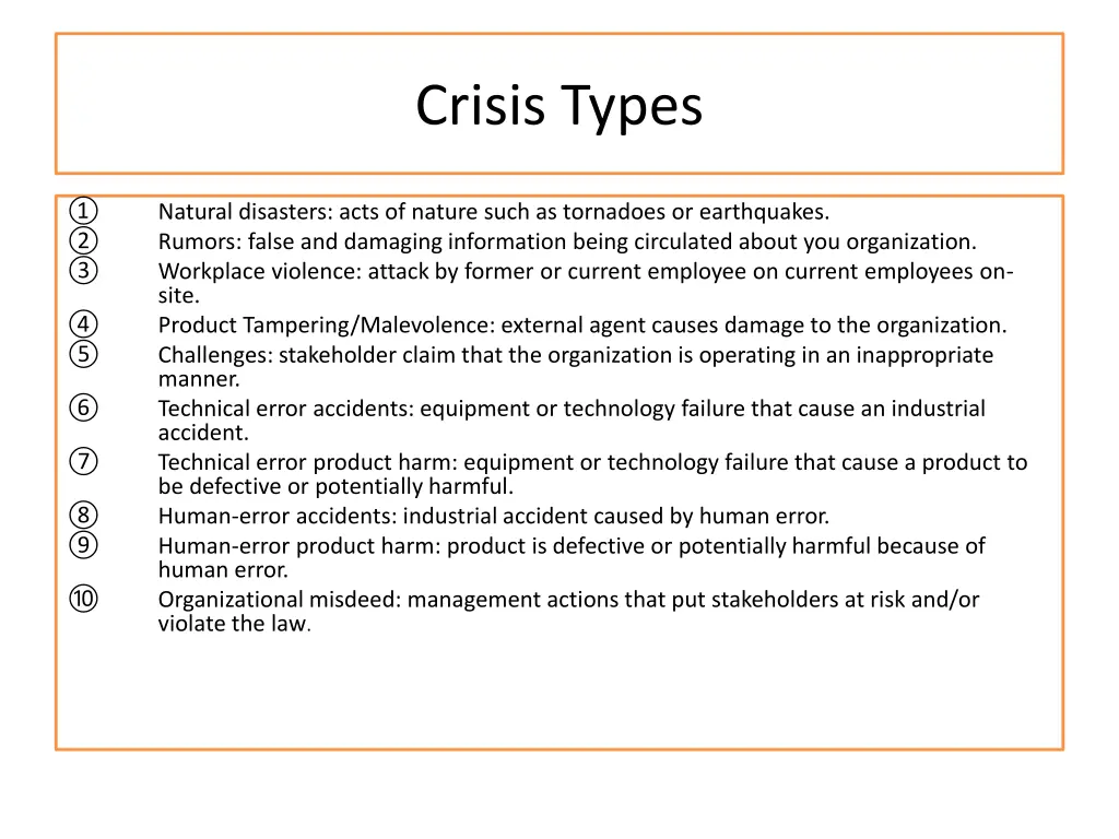 crisis types