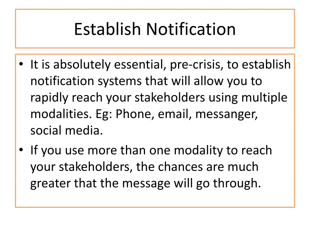 establish notification