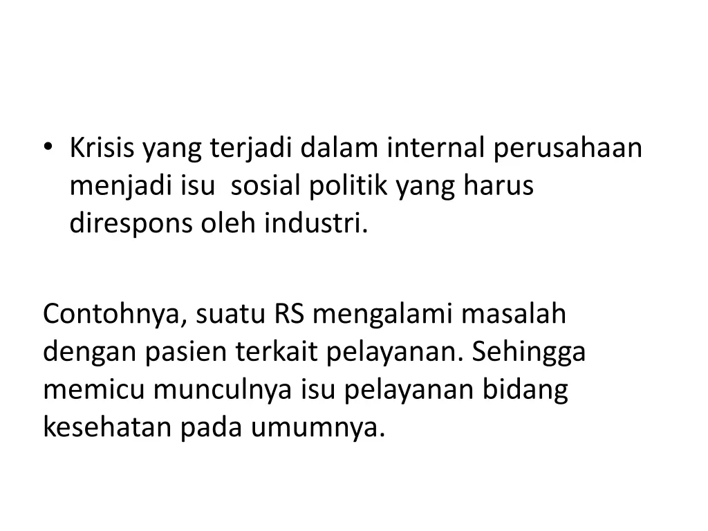 krisis yang terjadi dalam internal perusahaan