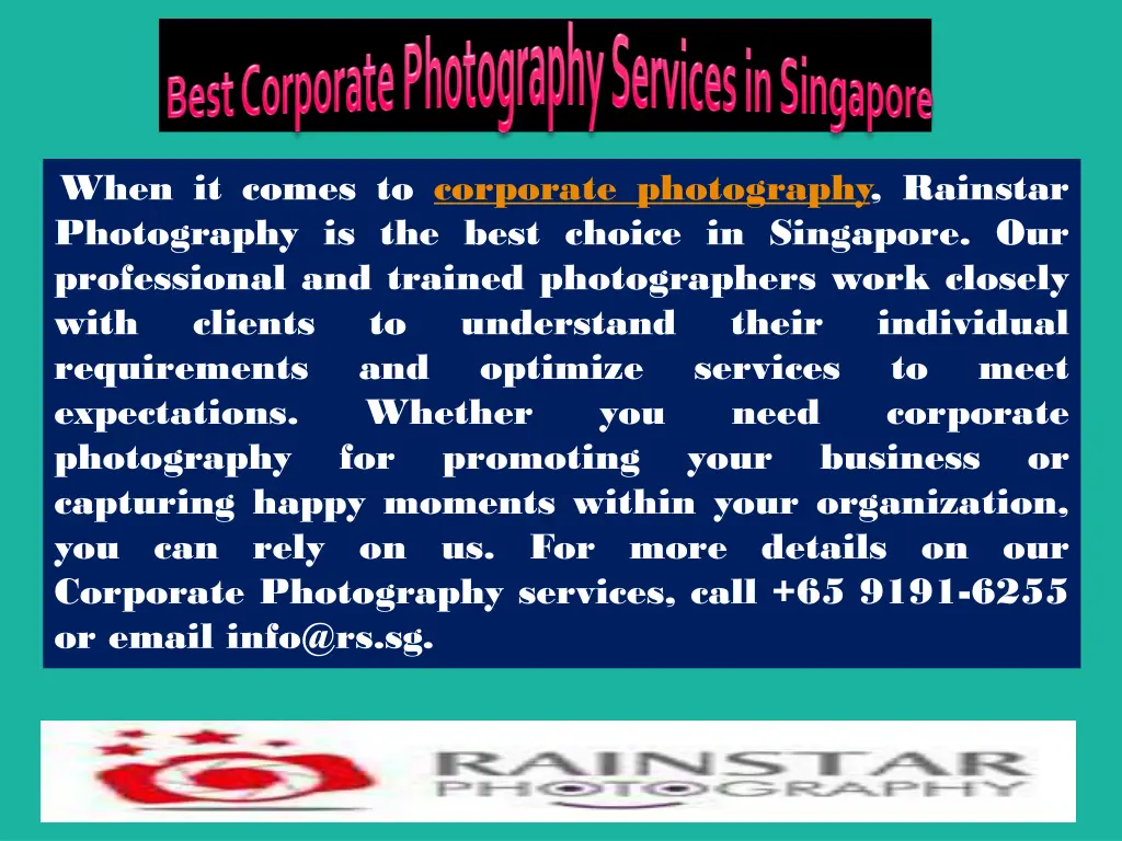 when it comes to corporate photography rainstar