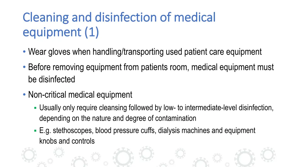 cleaning and disinfection of medical cleaning