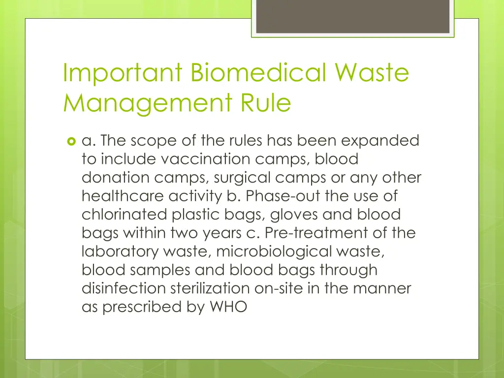 important biomedical waste management rule