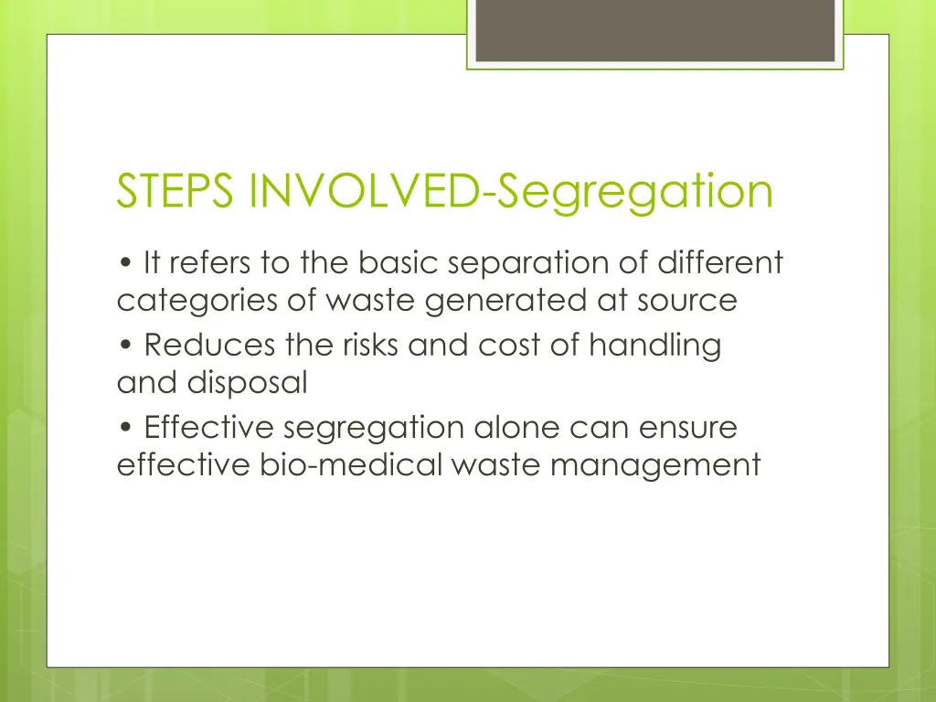 steps involved segregation