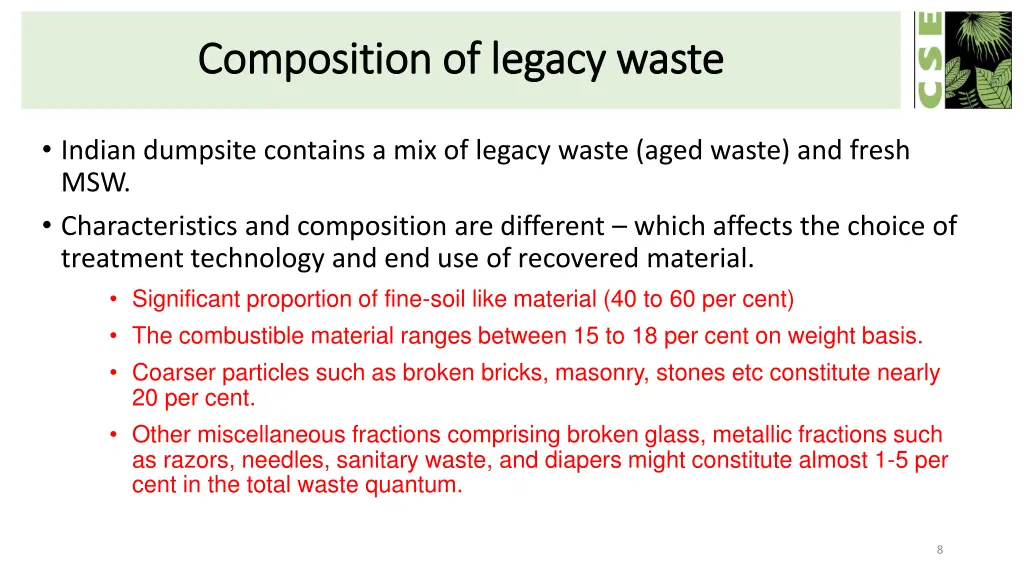 composition of legacy waste composition of legacy