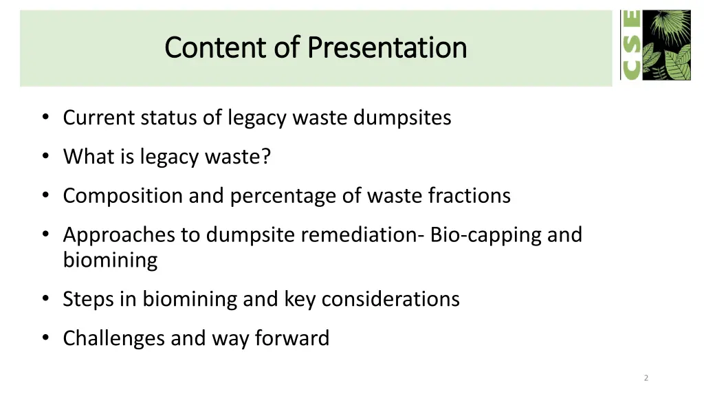 content of presentation content of presentation