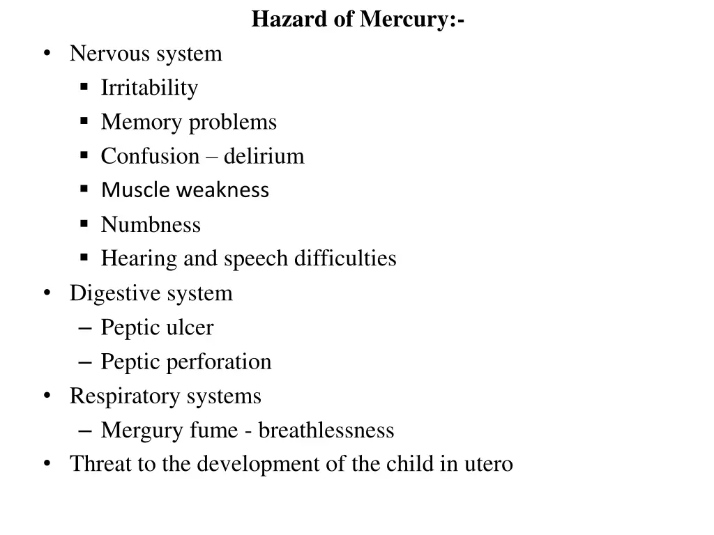 hazard of mercury