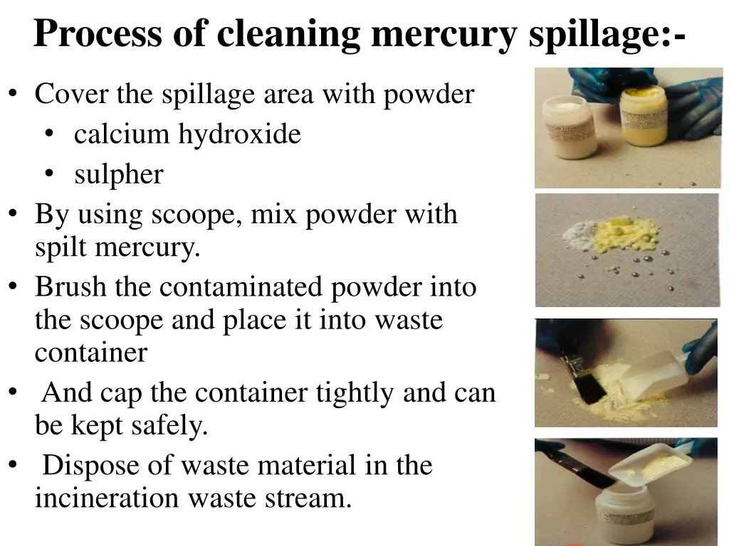 process of cleaning mercury spillage 1