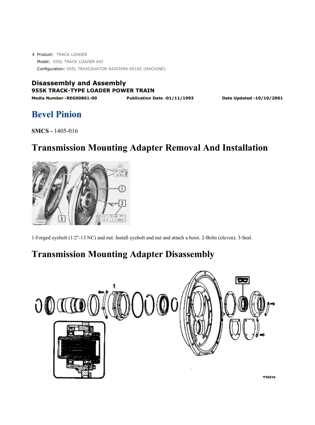 955l traxcavator 64j03994 05182 machine ueh0595s 3