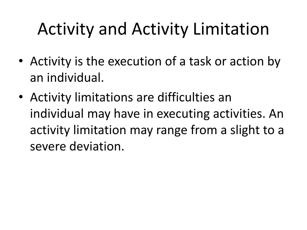 activity and activity limitation