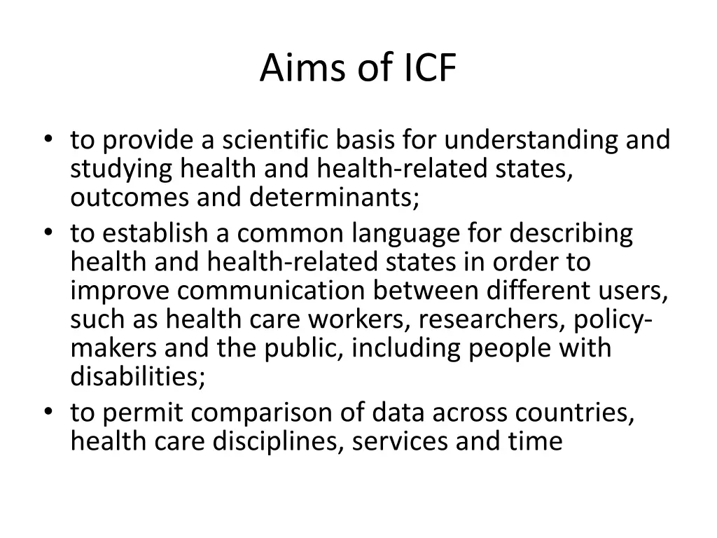 aims of icf