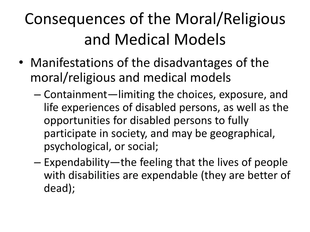 consequences of the moral religious and medical