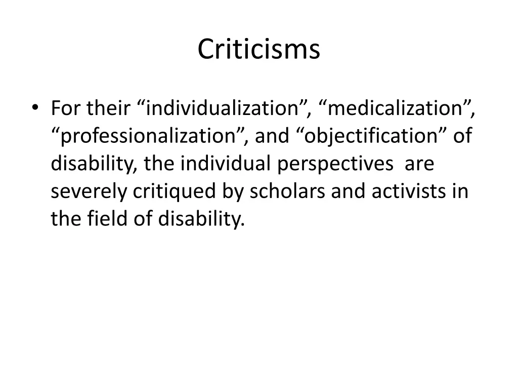 criticisms