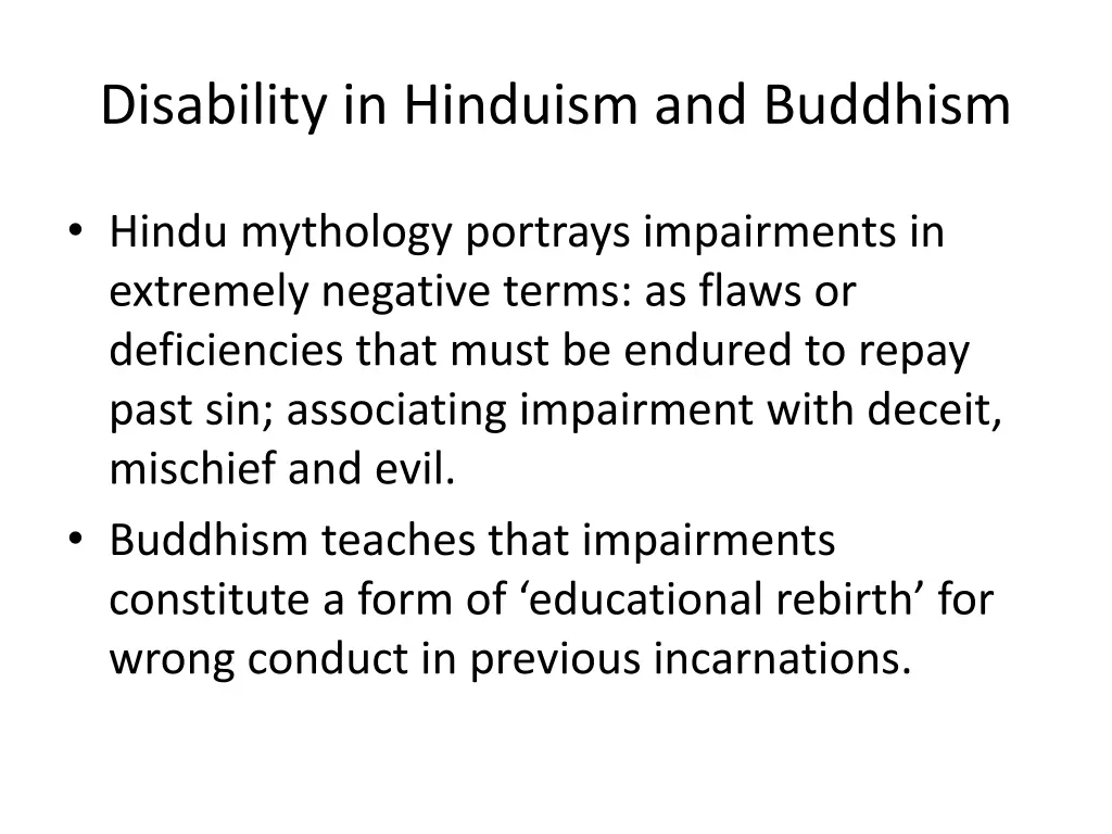 disability in hinduism and buddhism