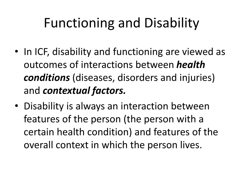 functioning and disability