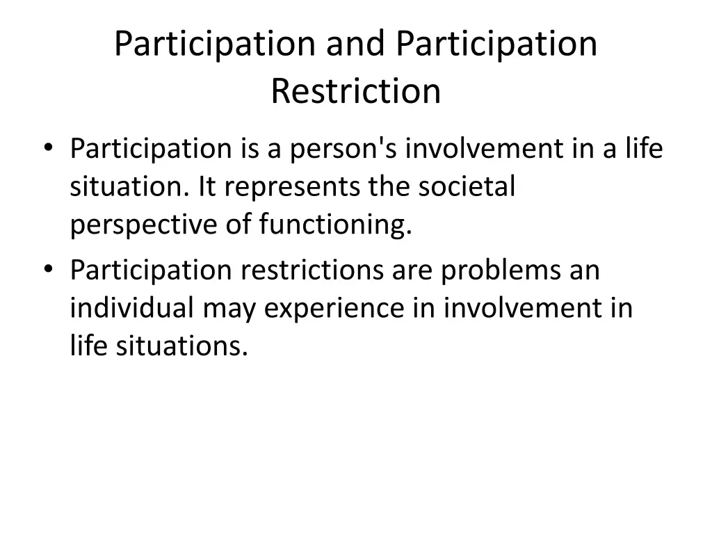 participation and participation restriction