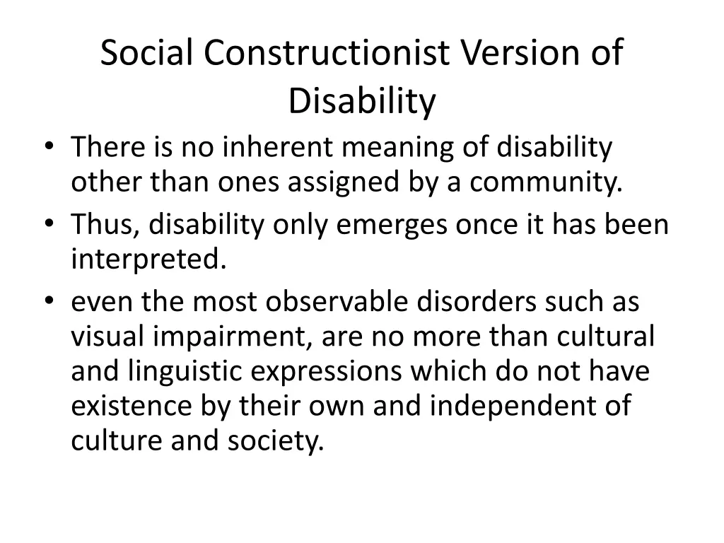 social constructionist version of disability