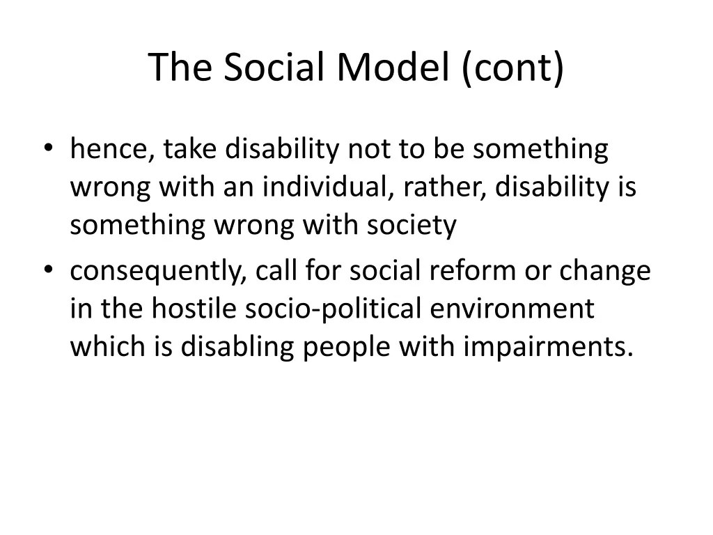 the social model cont