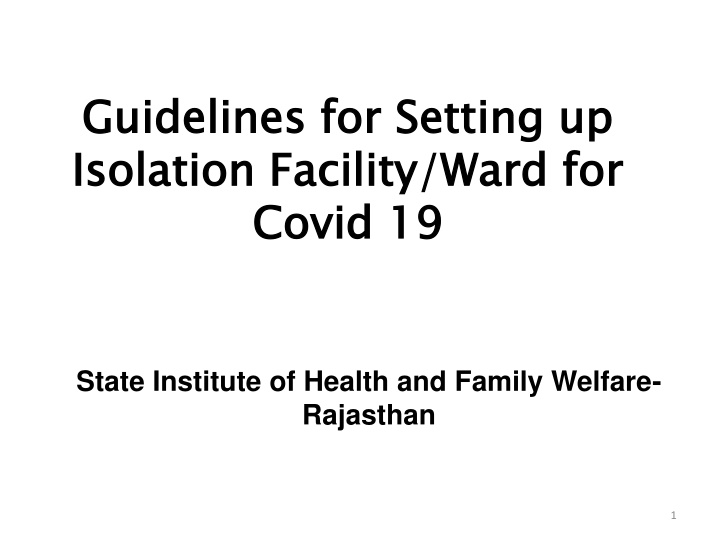 guidelines for setting up isolation facility ward