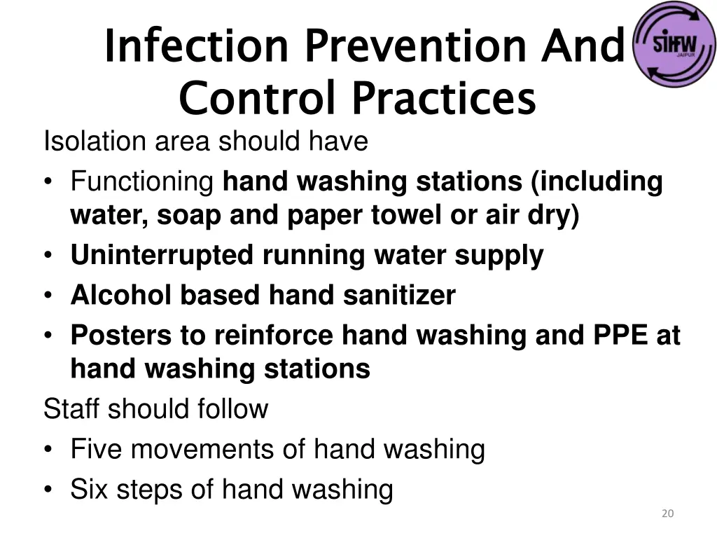 infection prevention and control practices