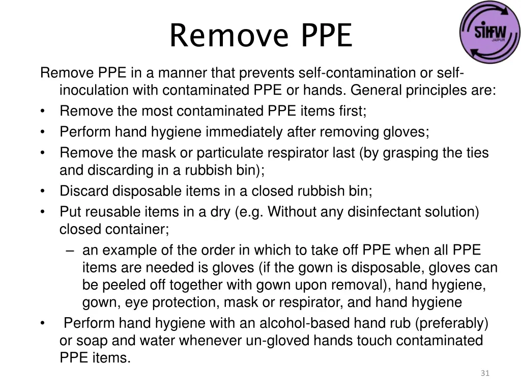 remove ppe