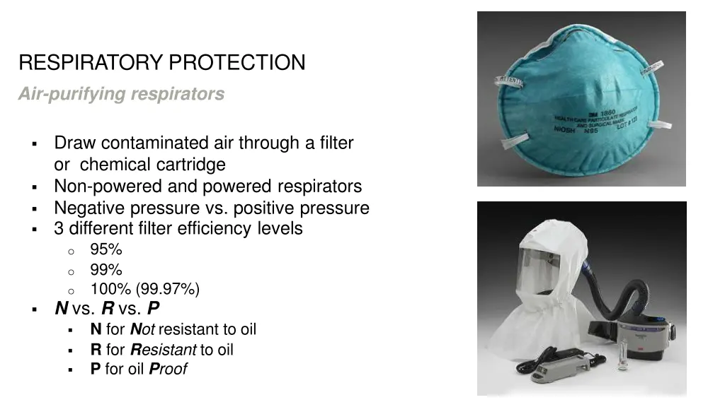 respiratory protection air purifying respirators