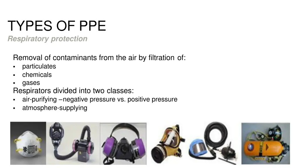 types of ppe respiratory protection