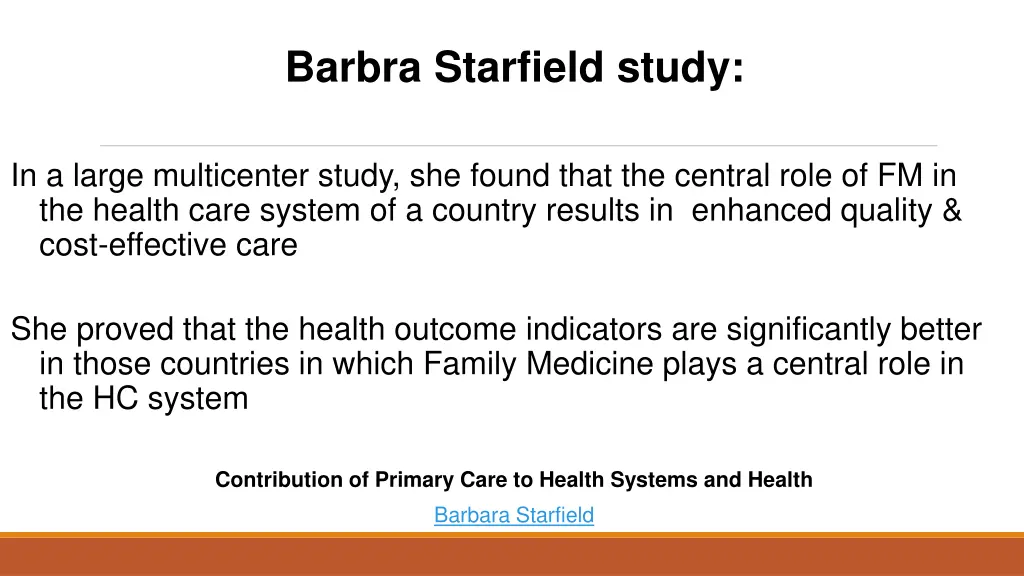 barbra starfield study