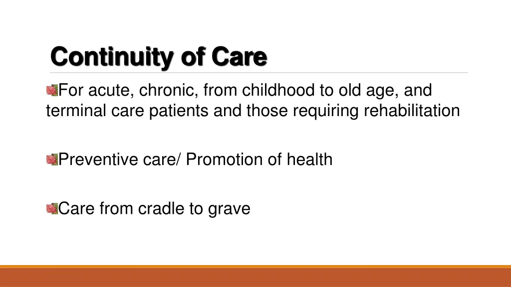 continuity of care for acute chronic from