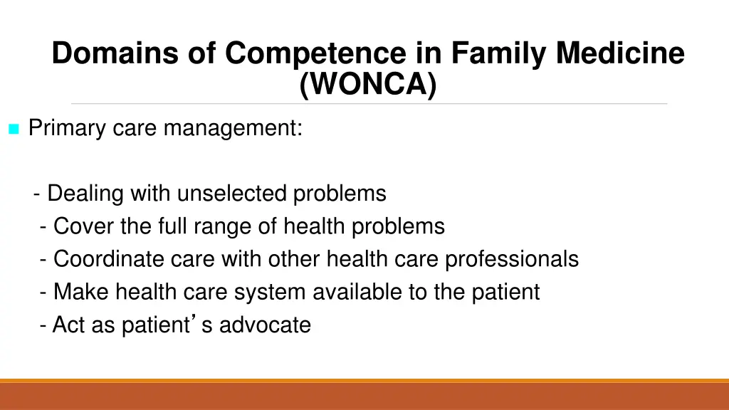 domains of competence in family medicine wonca