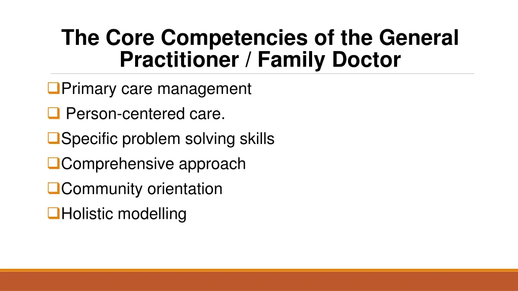 the core competencies of the general practitioner