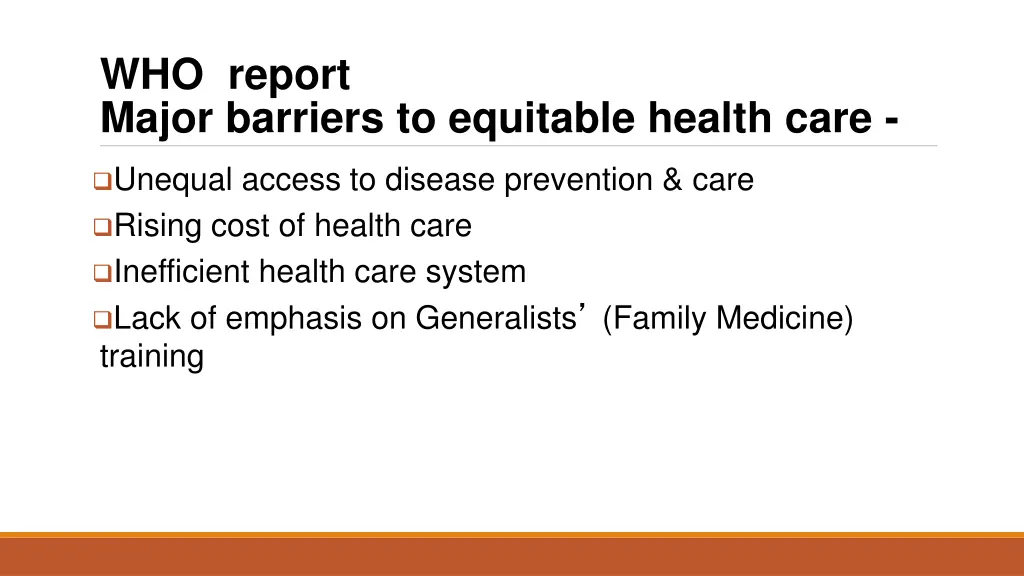 who report major barriers to equitable health care