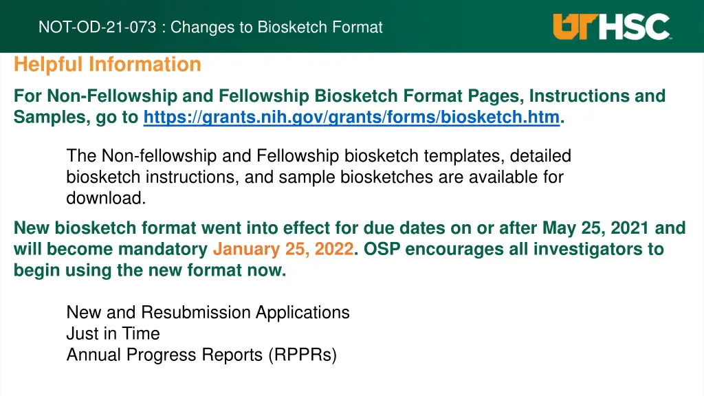 not od 21 073 changes to biosketch format 6